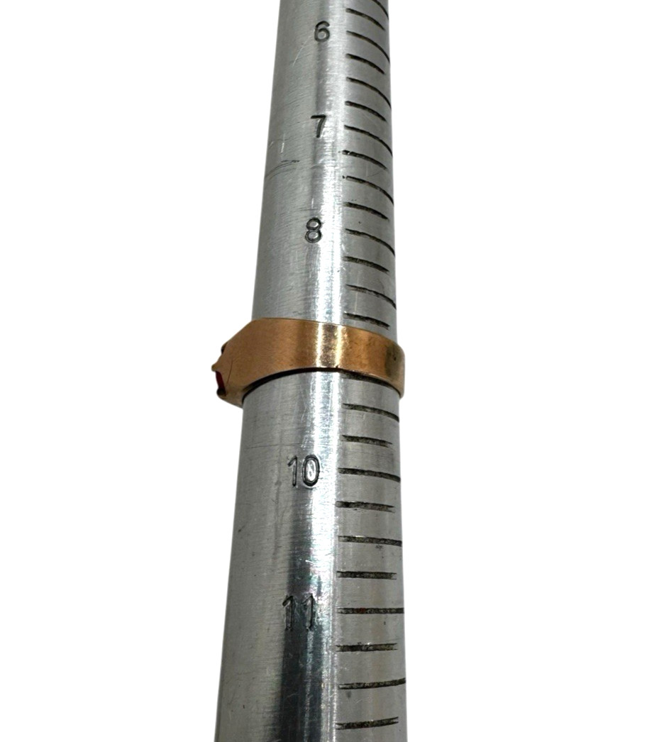 Solid 10K Yellow Gold Ruby Stone Ring Size 9 - image 8