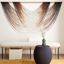 Macrame Wall Hanging Dip Dye Brown Boho Wall Decor Yarn Tapestry Modern Livin...