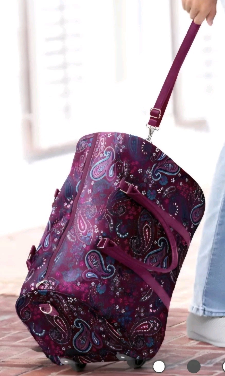  On-the-Go Trolley Duffle Bag Unique Paisley Print with Whee
