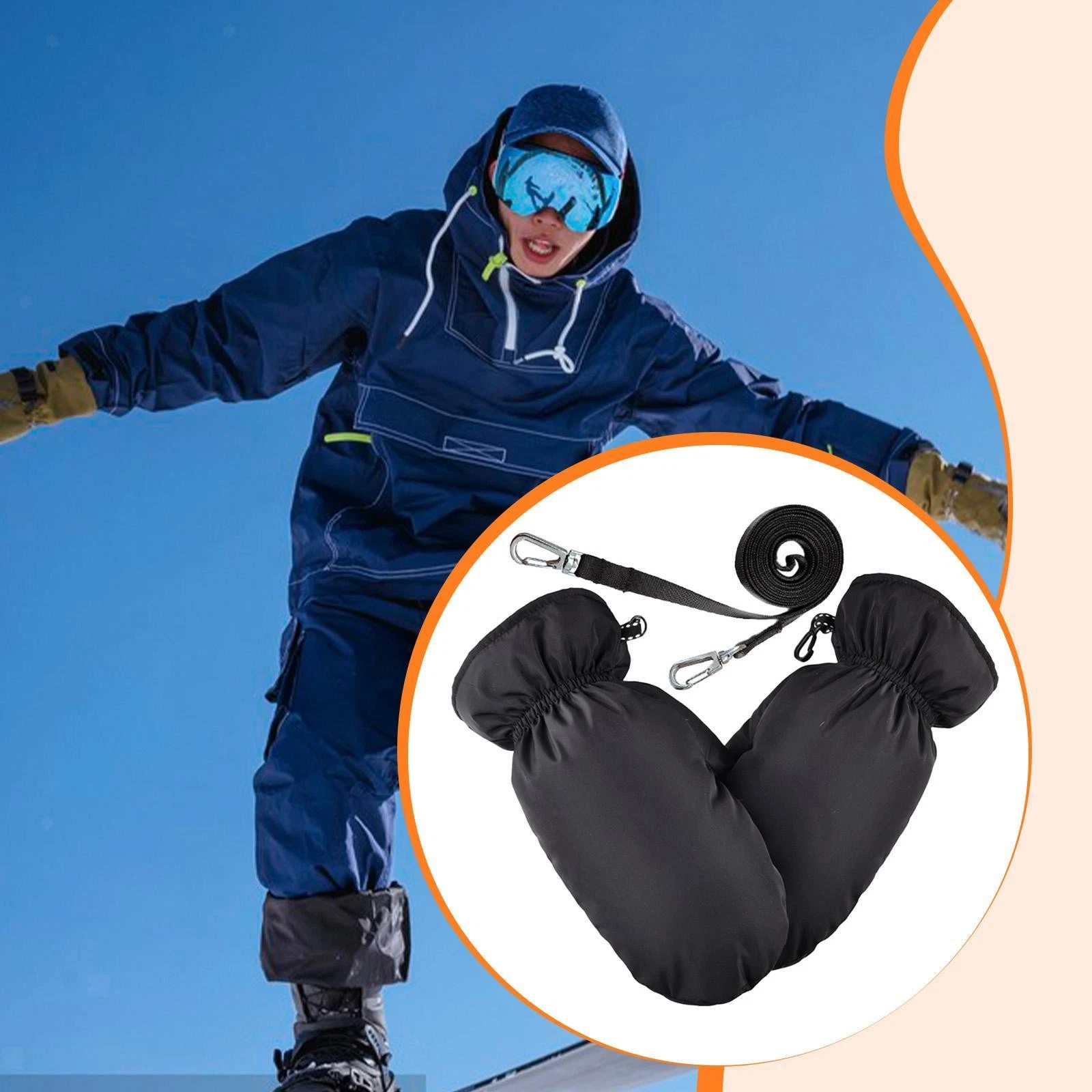 Down Mittens Cold Weather with Lanyard Windproof Warm for Men Women Winter Snow