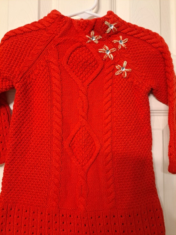 Maggie & Zoe 12 Months Red Sweater Dress Gold Accents Holiday Christmas  - Image 2 of 4