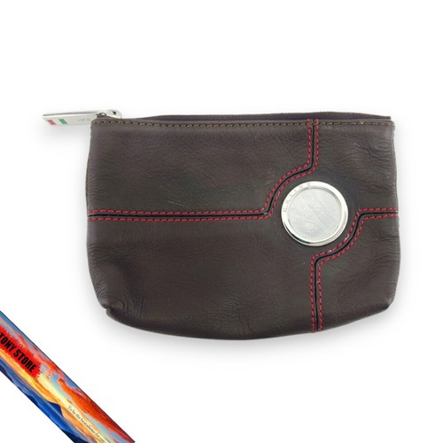 Celine CELINE Pouch Eurodyssey Brown Red Silver Leather Used Ladies