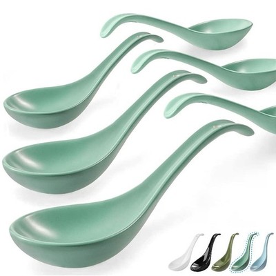 Artena 6.75 inch Solid Asian Soup Spoon Set of 6,Ultra-fine Porcelain Japanes...