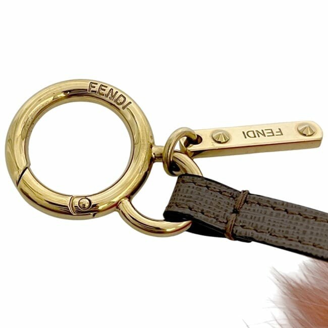 FENDI Bag Charm Key Holder Strap Fur White Orange Authentic thumbnail 22