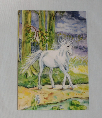 1x Postkarten ein Einhorn Anne C. Wenzel Kunst (S) Tiere Fantasie unicorn