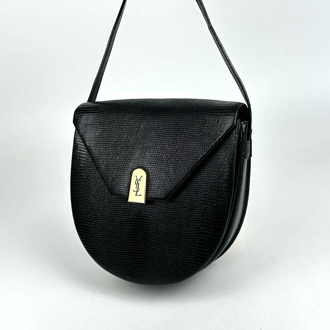 [Buone condizioni] Borsa a tracolla Yves Saint Laurent YSL fodera lucertola