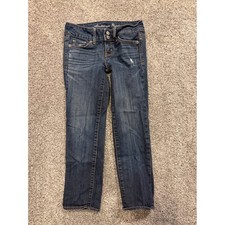 American Eagle Outfitters Artist Stretch Jeans Womens 00 Dark Wash Distressed