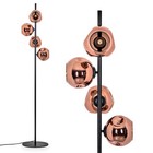 HOFSTEIN Villamare Stehlampe Metall/Glas Schwarz/Kupfer, Retro/Vintage-Design
