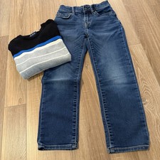 Boys 7 / Medium Outfit - Gap 7 Slim Jeans  CP Grey Medium 7/8 Striped Sweater