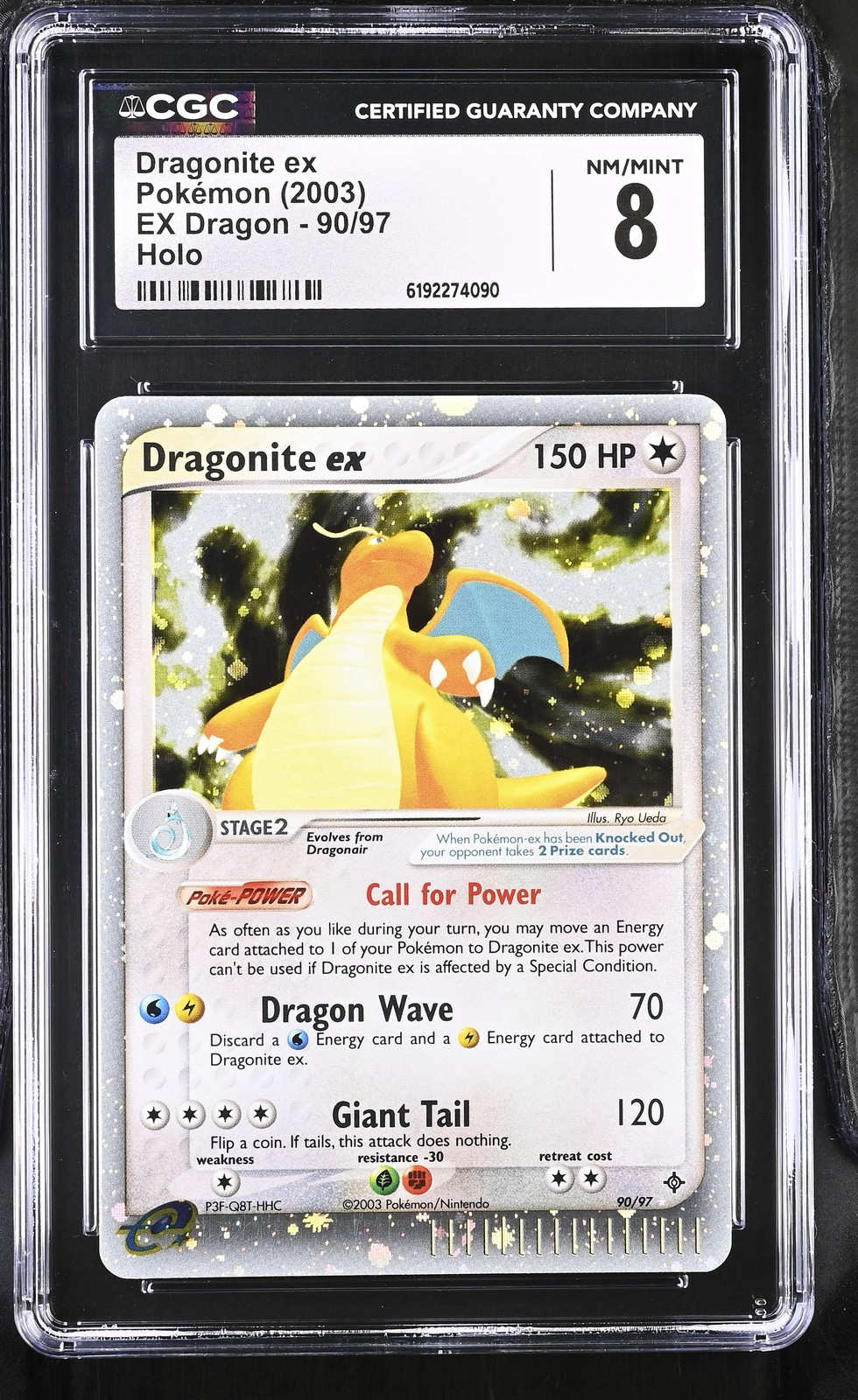 CGC 8 NM/MINT Dragonite EX 90/97 EX Dragon Holo Pokemon Card