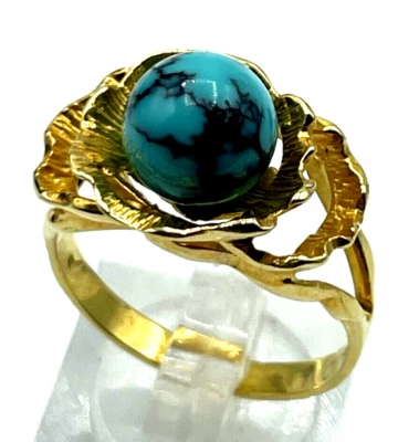 375 Gold 9 K Ring Türkis Perle sehr schöne Fassung Ø 19 mm RG 60 Juwelier solide - Bild 1 von 4