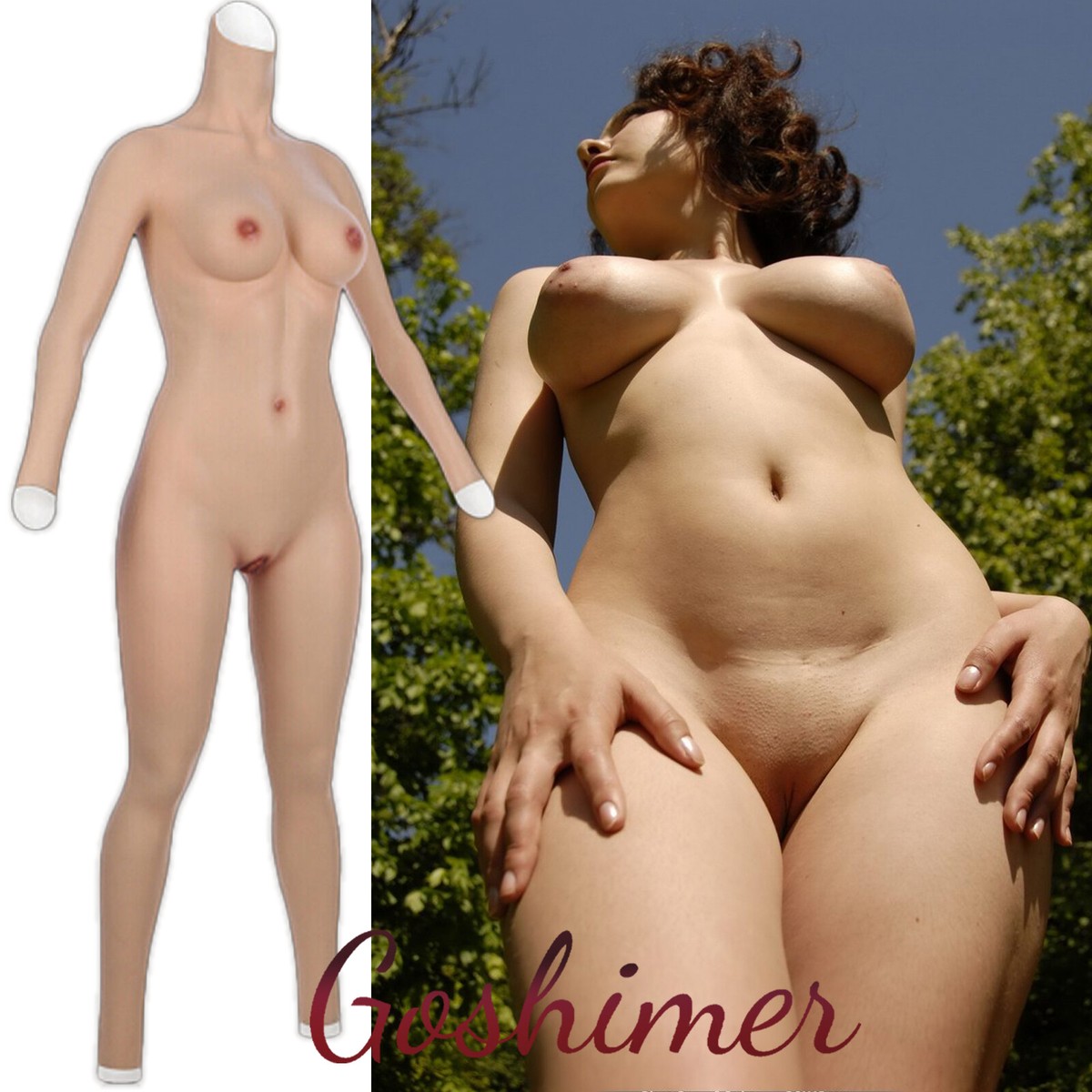 Silicone Bodysuit Breast Forms C/E Cup Fake Vagina Hip