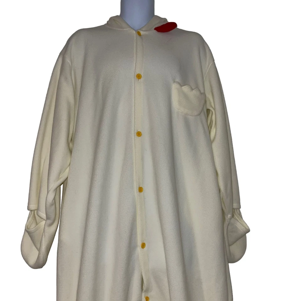 Traje de unión de gallo de lana disfraz para hombre M crema Halloween con capucha de gran tamaño Foto 2 de 4