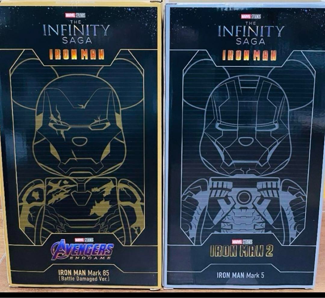 BE@RBRICK 400% IRON MAN Mark 85 Damaged Ver. & Mark 5 set lottery 