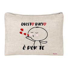 pochette bustina porta oggetti scritta questo bacio e per te regalo innamorati