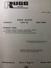 RUGG Grant Lowes Tru-Test Riding Lawn Mower Transmission Gearbox Parts Manual