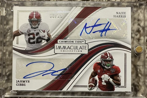2023 Panini Immaculate Collection Collegiate - Immaculate Dual Autographs #ID-20 Najee Harris, Jahmyr Gibbs /25 (AU, RC)