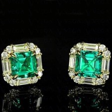 7.00Ct Asscher Natural Emerald & Diamond Halo...