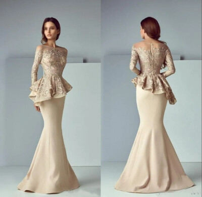 Mother Of the Bride Dresses Mermaid Lace Formal Evening Gowns Sweep train