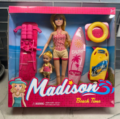 Madison Beach Time - 11'' Swim Doll, Baby Sister & Swim Accessories