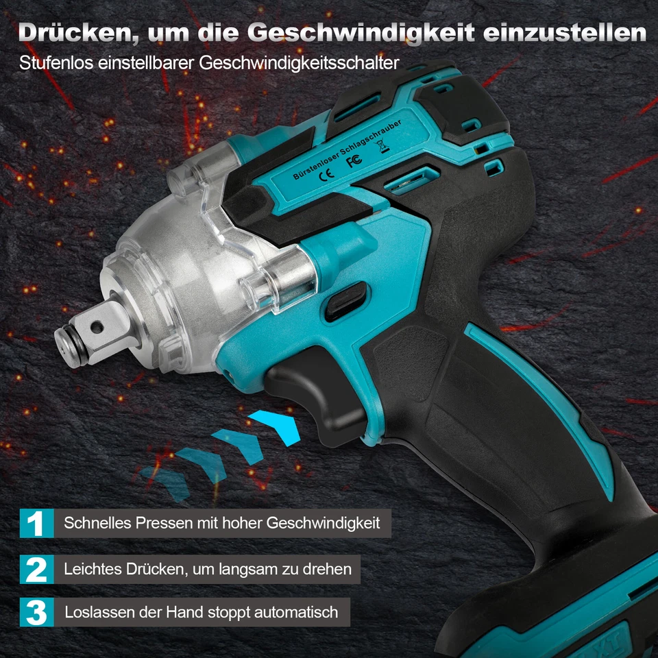 Akku Schlagschrauber 650Nm Elektrischer Akkuschrauber mit 2X 3Ah Akku Ladegerät - Bild 3 von 4