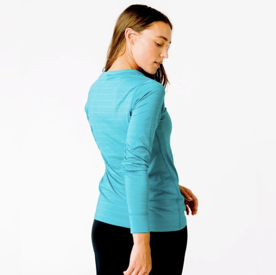 Top activo manga larga ZYIA Chill verde azulado malla perforada corte láser XXXL Foto 2 de 4