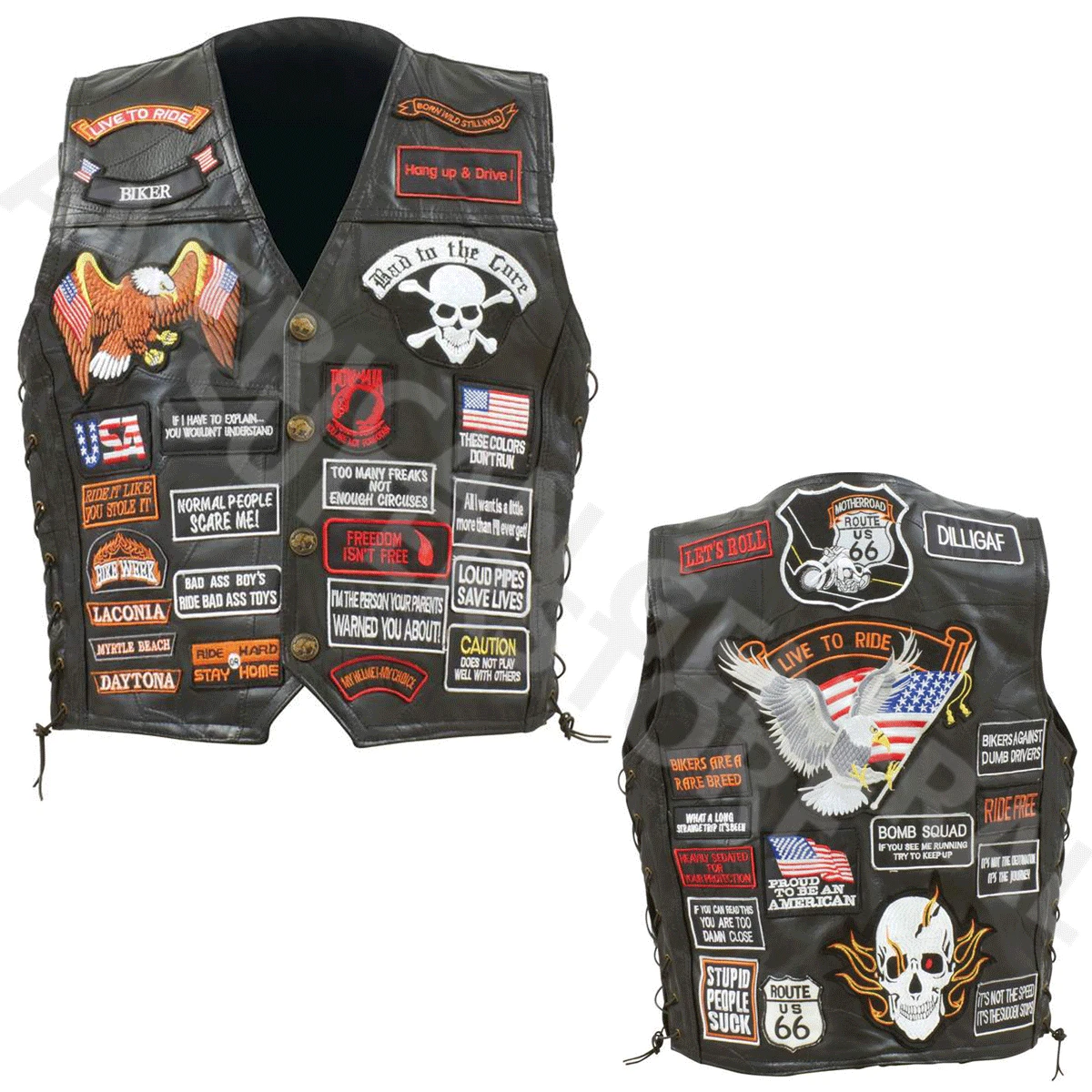 VEST LEATHER Biker Black Buffalo Motorcycle w/ 42 Patches US Flag Eagle Mens MC
Opens in a new windo