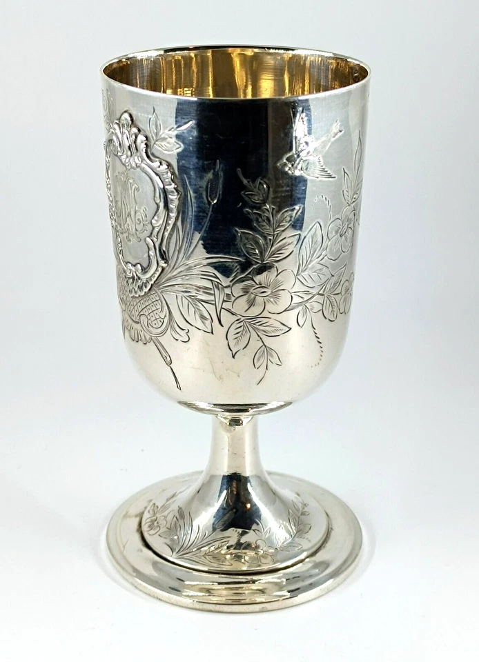 Coupe Calice Argent Massif Minerve Gravé Antique Silver French Wine Goblet Cup - Photo 2/4