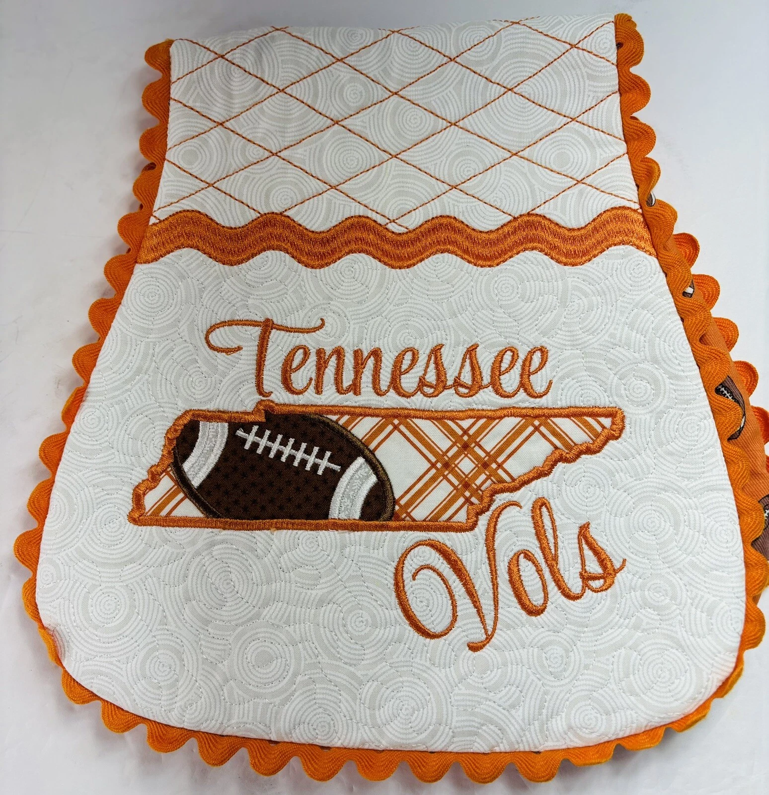 Tennessee Vols Quilted Embroidered Infant Reversible Burp Pad Handmade 19”