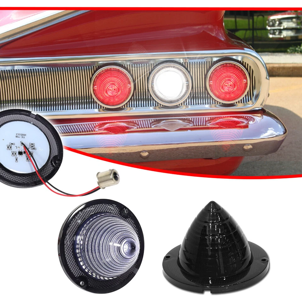 Luz de respaldo LED blanca humo 2 piezas para Chevrolet Impala Bel Air Biscayne 1960-1961 Foto 2 de 4