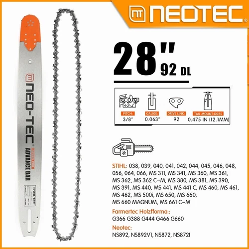 28 '' دليل المنشار بار 3/8 "0.063" 92 DL سلسلة ل STIHL MS440 MS460 MS660 MS661