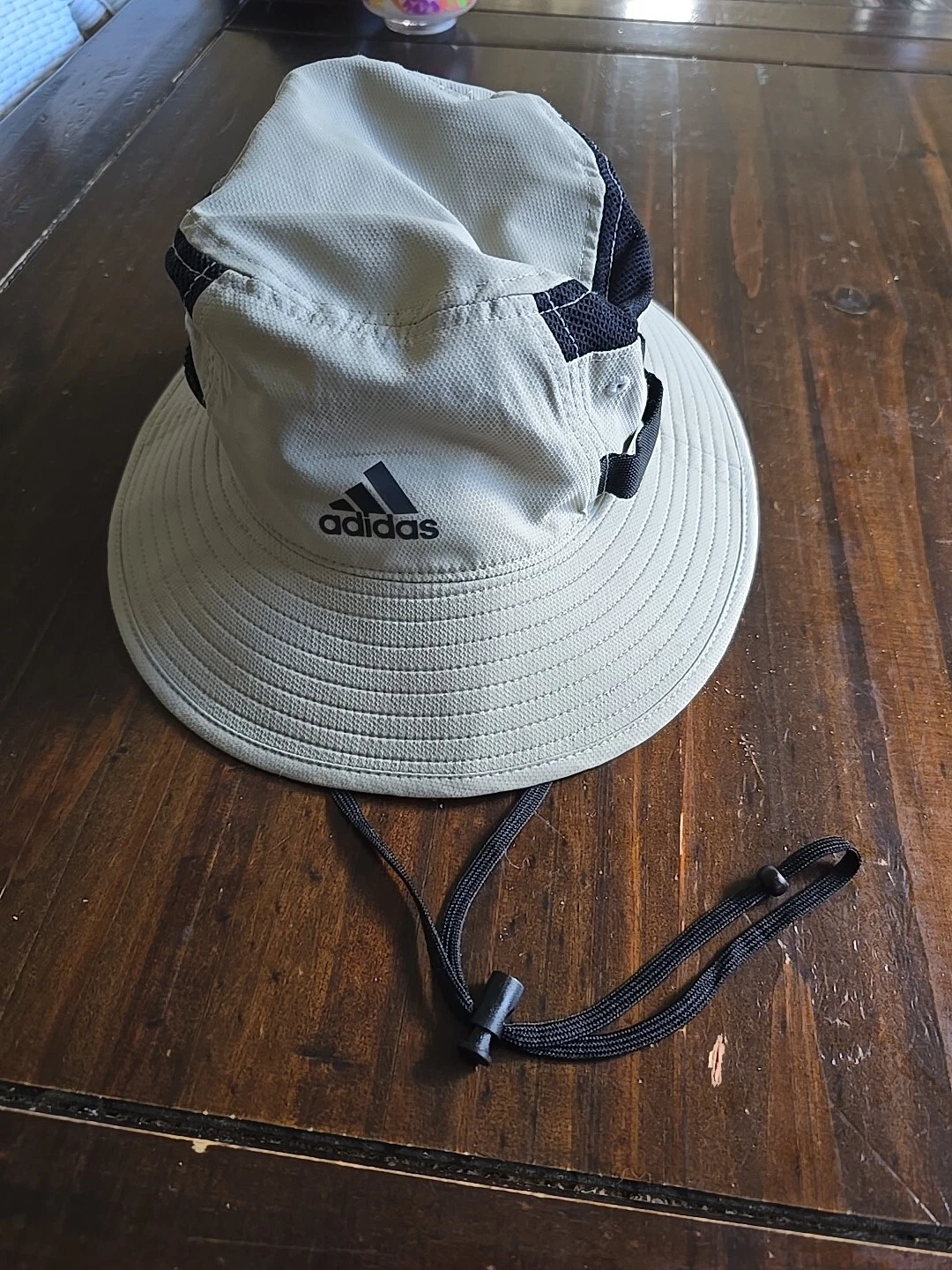 Adidas Aeroready Khaki Golf Lightweight bucket Cap Hat With Strap Mesh Lining