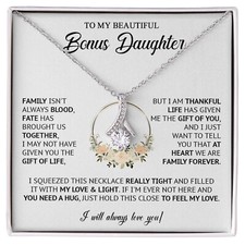Bonus Daughter Necklace, Birthday Gift for Daughter from Dad Mom, Step Daughter