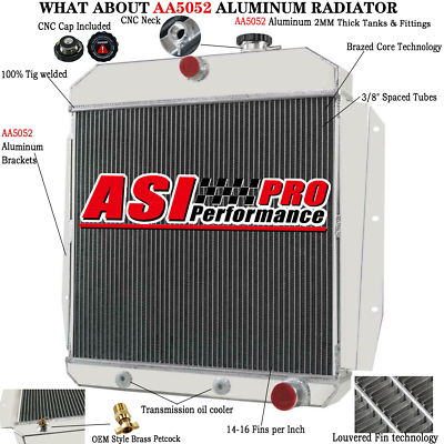 #ad PRO 4 Row Aluminum Radiator For 1955 1959 Chevy GMC 100 150 Apache C K Truck $229.00