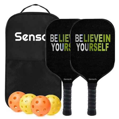 Pickleball Paddles Set of 2 – USAPA Approved Fiberglass Rackets with 4 Balls.