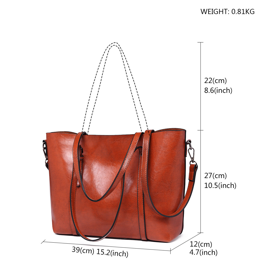 Women Designer Faux Leather Handbag Ladies Plain Large Shoulder Tote