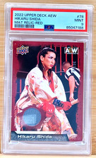 2021 UPPER DECK AEW HIKARU SHIDA #D/50 MAT RELIC RED PSA 9