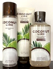 Bath & Body Works Lot of 3 COCONUT LIME Body Cream~Mist~Shower Gel