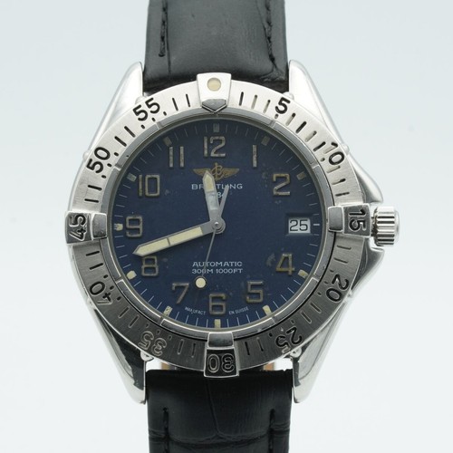 BREITLING COLT AUTOMATIK A17035 HERREN UHR STAHL BLAU SCHÖN 37MM BR358
