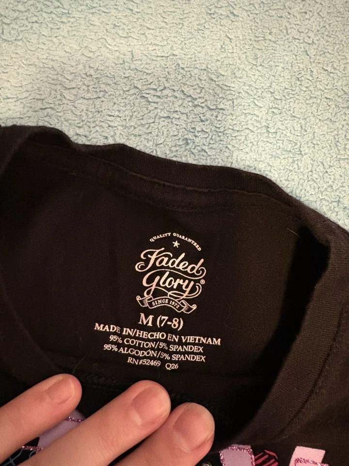 Faded Glory Girls Size 7-8 Stay Awesome Short Sleeve Black T-Shirt - Image 2 of 4