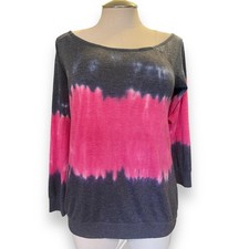 Torrid Plus Size 2 Pink Tie Dye Off Shoulder French Terry Lightweight Pullover