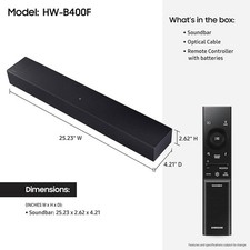 Samsung B-series HW-B400F 2.0 Channel Soundbar with Built in Subwoofer Black