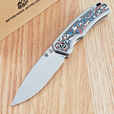 QSP Knife Puffin Frame Folding Knife 3'' CPM S35V Steel Blade Titanium/CF Handle