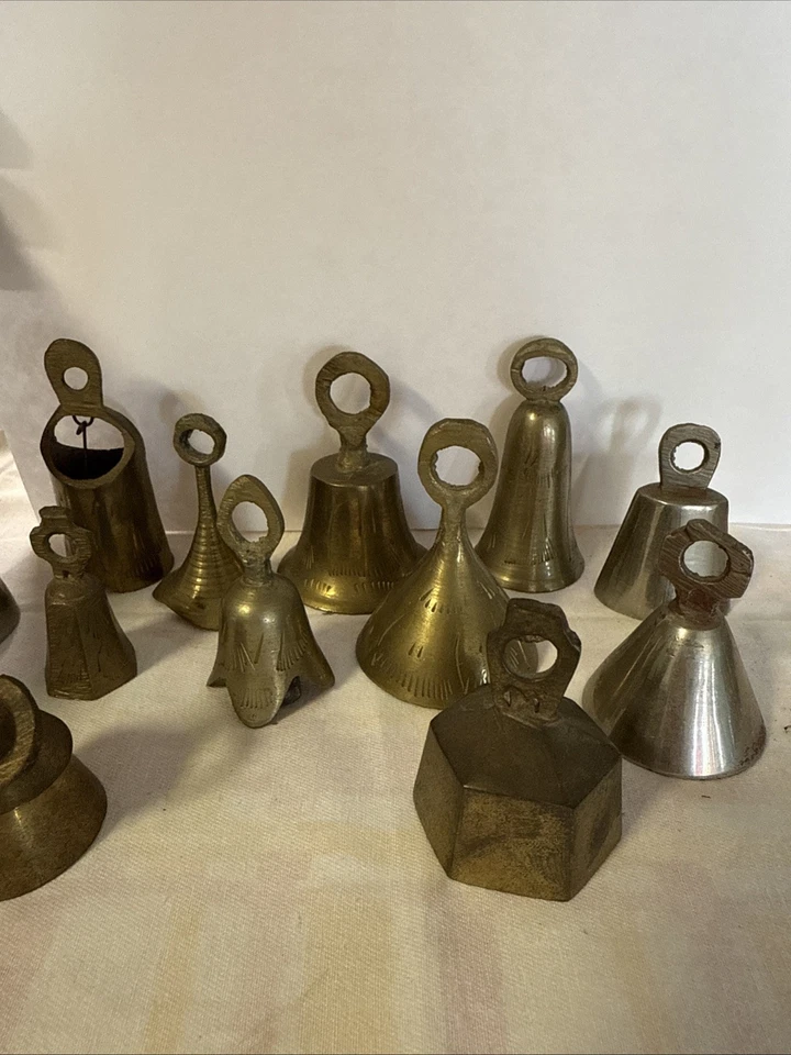Lot of 13 Vintage Sarna India Brass Bell Collection Various Sizes - Image 3 of 3