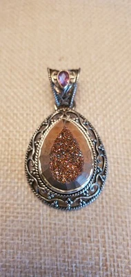 Sunset Druzy And Topaz Sterling Silver Pendant - Image 1 of 4