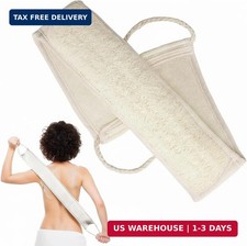 Natural Loofah Back Scrubber for Shower, Exfoliating Body Scrubber with Soft Cot