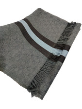 Gucci Scarf Shawl Stole Wrap wool Silk Gray made in italy GG for women and men