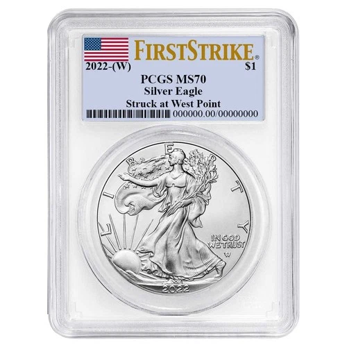 2022 (W) $1 American Silver Eagle PCGS MS70 FS Flag Label White Frame
