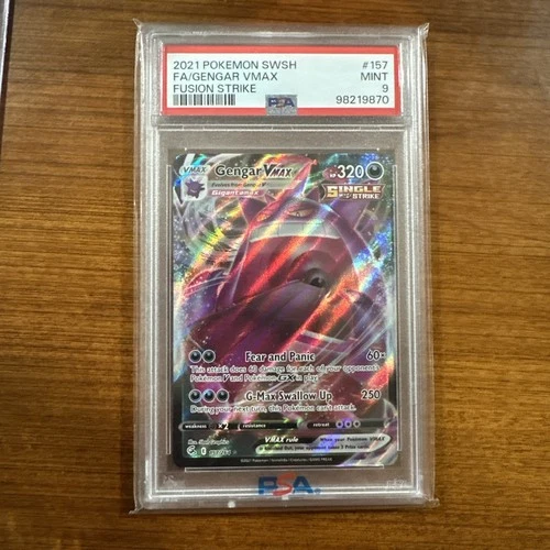 Pokémon SWSH Full Art Gengar VMAX #157 Fusion Strike PSA 9