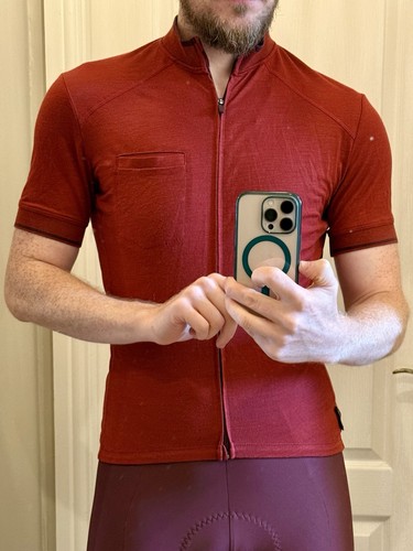 Decathlon TRIBAN Men's Merino Short-Sleeve Cycling Jersey Large L Burgundy Red - Picture 10 of 11